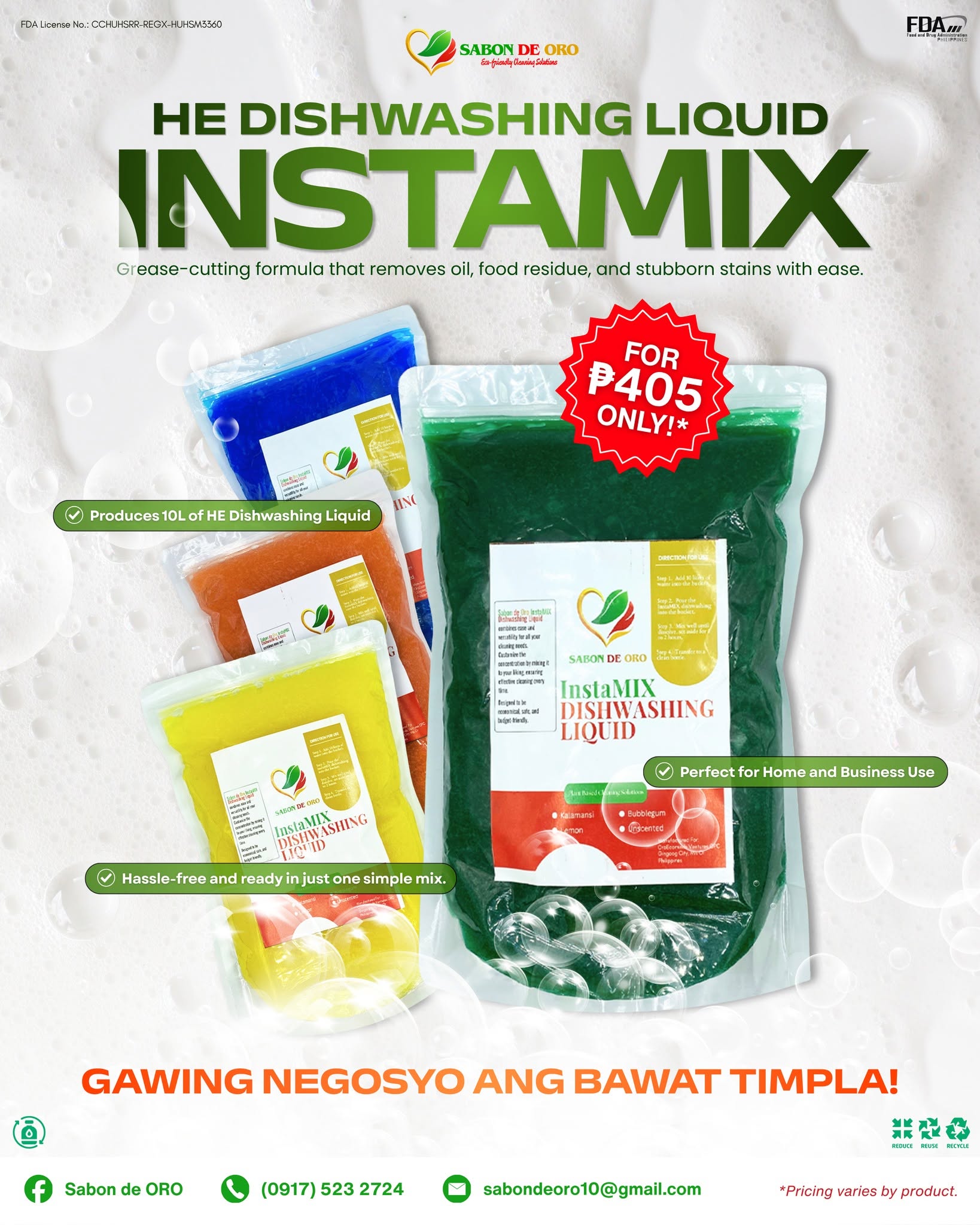 HE Dishwashing Liquid Instamix